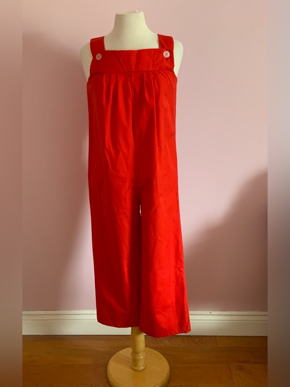 Vintage 80s Bright Red Wide-Leg Strap Jumpsuit